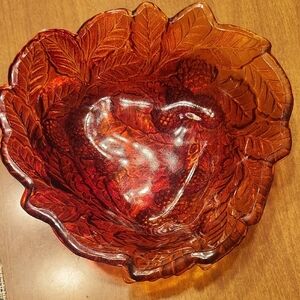 Amber Leaf Design Glass Bowl